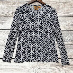 Navy and White Patterned Long Sleeve Shirt